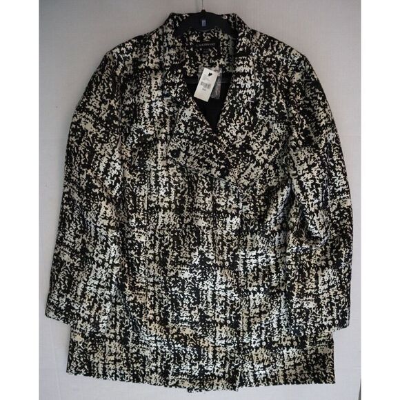 Lane Bryant Women's Sz 18/20 Black Metallic Asymmetric Long Jacket Blazer - Picture 7 of 11